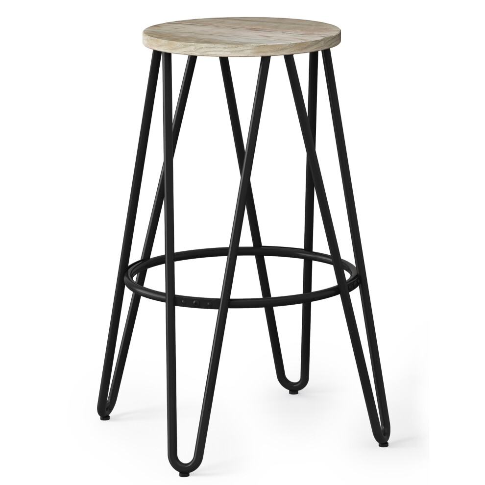 Tabouret de bar en m   tal Simeon de 30 pouces avec si   ge en bois naturel/noir