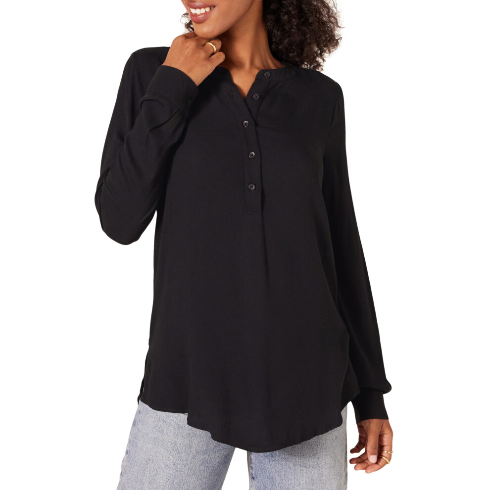 Amazon Essentials Womens Long-Sleeve Woven Blouse  Black  Medium