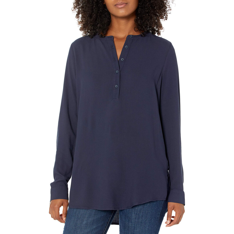 Amazon Essentials Womens Long-Sleeve Woven Blouse  Navy  X-Large