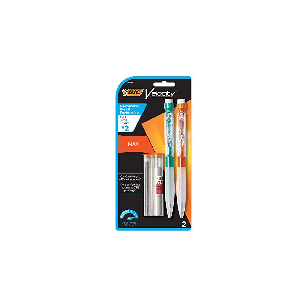 BIC Velocity Max Mechanical Pencil  Thick Point (0.9mm)  2-Count