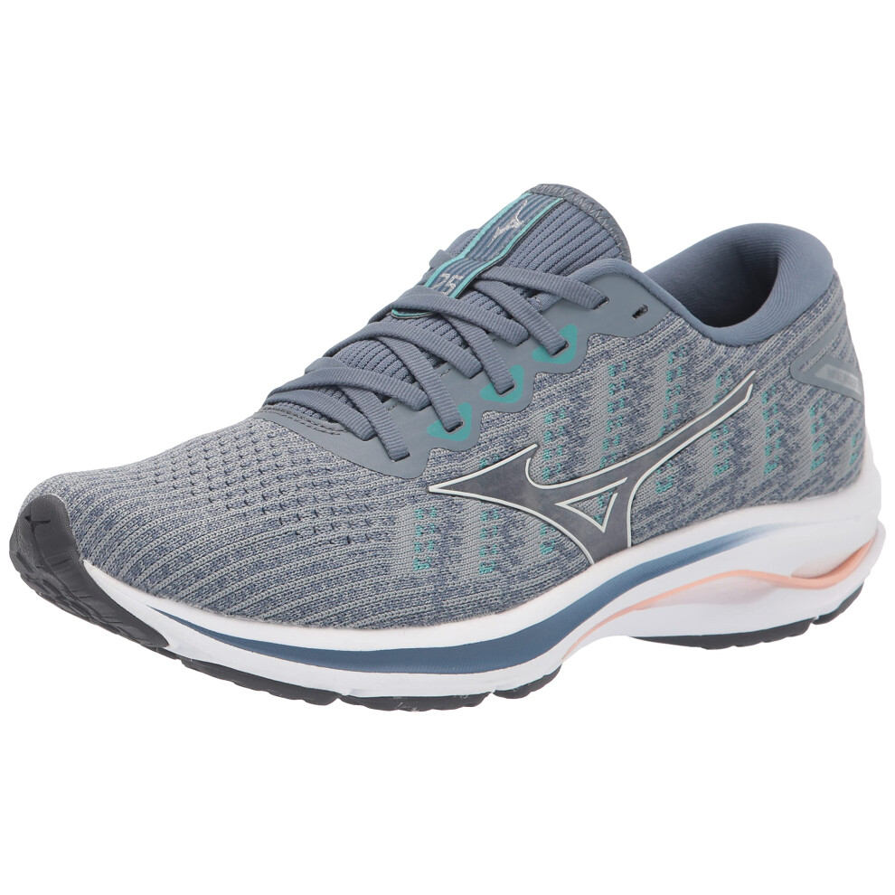 Mizuno Womens Wave Rider 25 Running Shoe  Quarry-Vapors grey  75