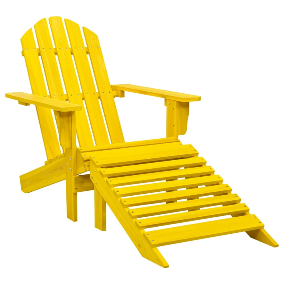 Vidaxl Solid Fir Wood Garden Adirondack Chair With Ottoman Yellow Lounge Set