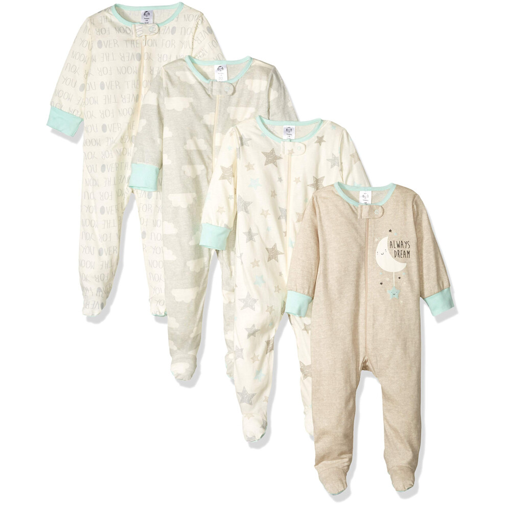 Gerber Unisex Baby 4 Pack Sleep 'N Play Footie Elephants Newborn