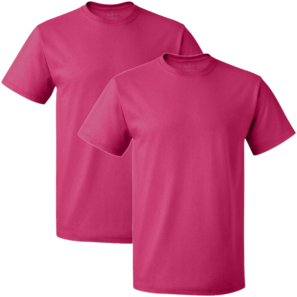 Fruit of the Loom Men's Crew T-Shirt (2 Pack)  Cyber Pink  Large