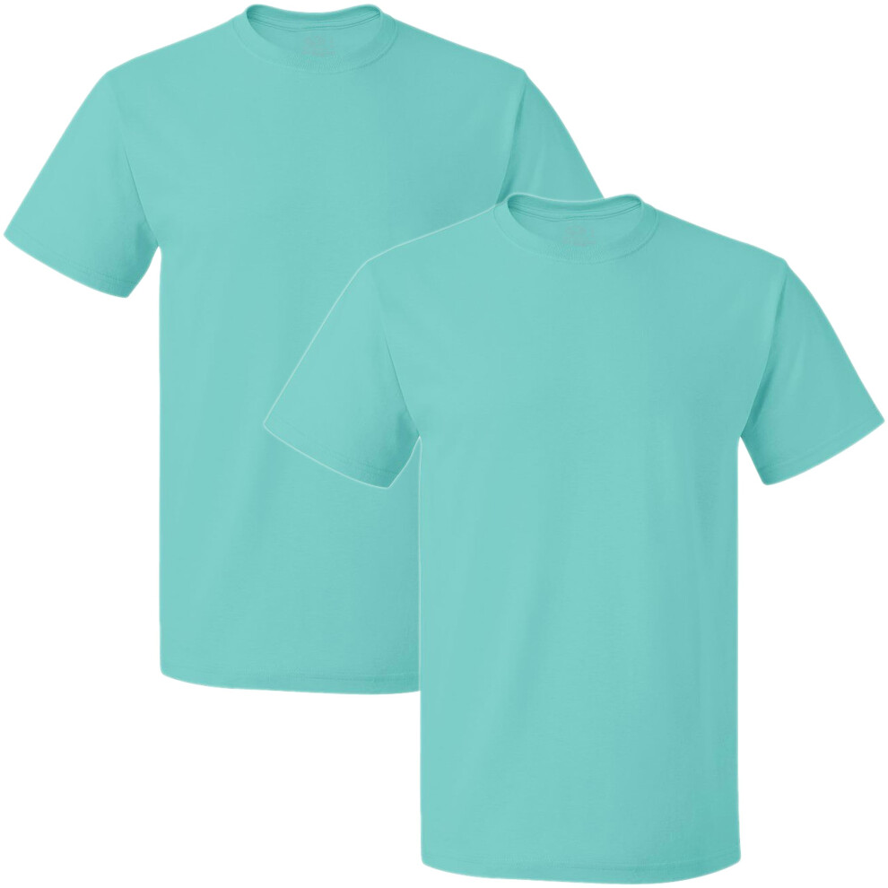 Fruit of the Loom Men's Crew T-Shirt (2 Pack)  Scuba Blue  Small