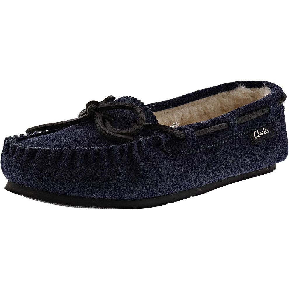 Clarks Womens Nancy Moccasin Winter Slipper (8 M US  Navy Suede)