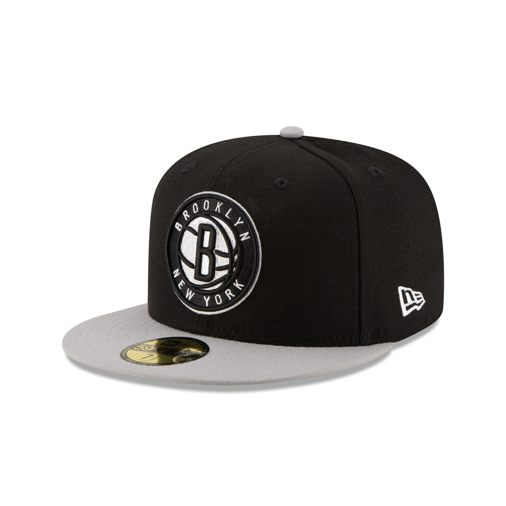 NBA BROOKLYN NETS Men's 2-Tone 59FIFTY Fitted Cap   Black   7 5/8