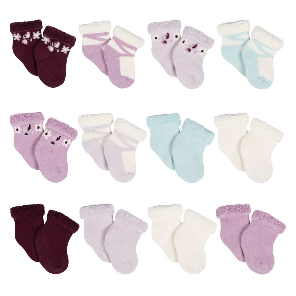 gerber Unisex Baby 12-Pair Sock Bundle Lavender garden 3-6 Months