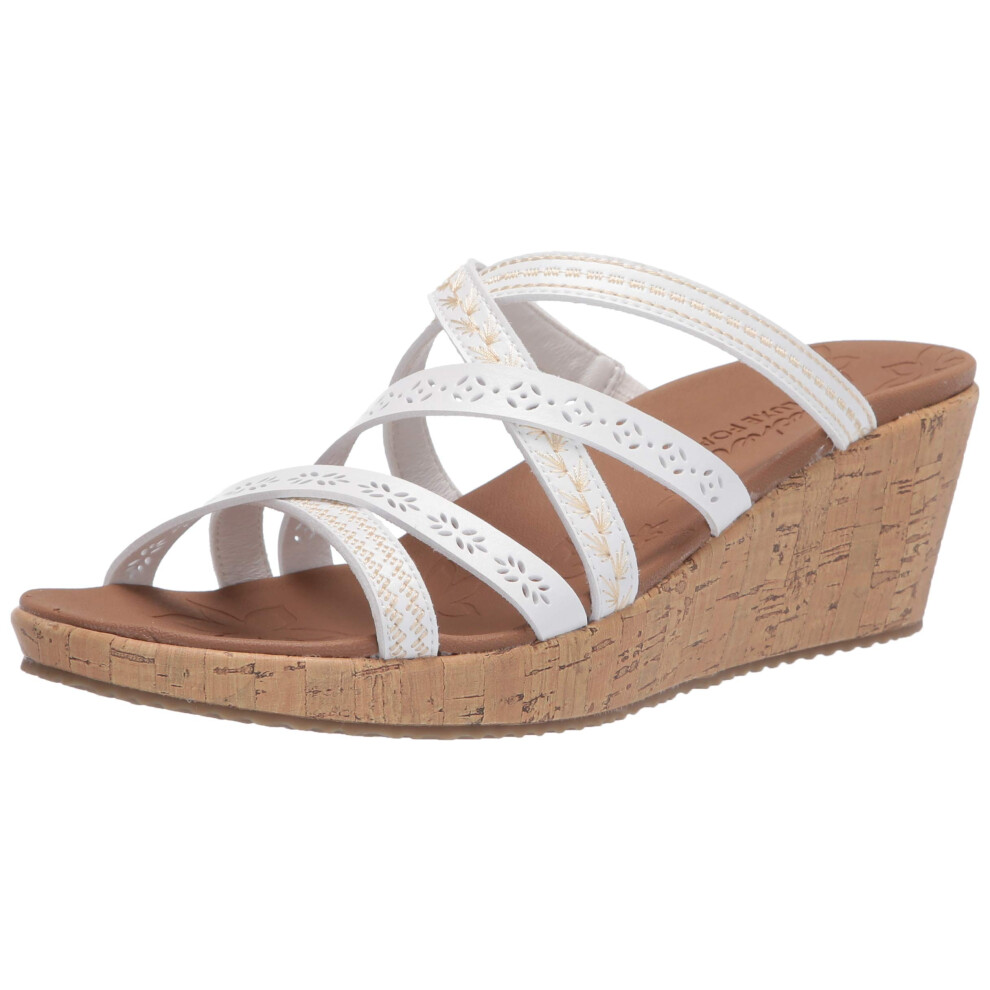 Skechers Women's Beverlee - Tiger Posse Wedge Sandal White 7 Wide