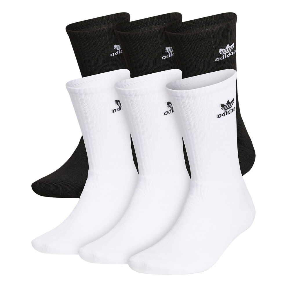 adidas Originals Trefoil Crew Socks (6-Pair)  White/Black  Medium