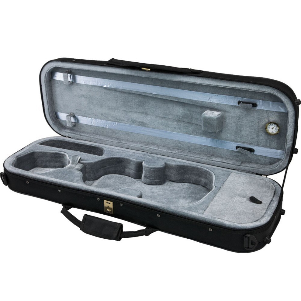 SKY 1/4 Violin Oblong Case Lightweight with Hygrometer Black/Grey