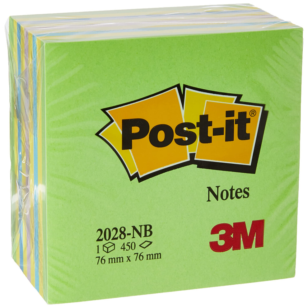 Photos - Notebook Post-it Notes - Neon Green/Blue - 1 Cube - 450 sheets - 76mmx76mm 2028NB 