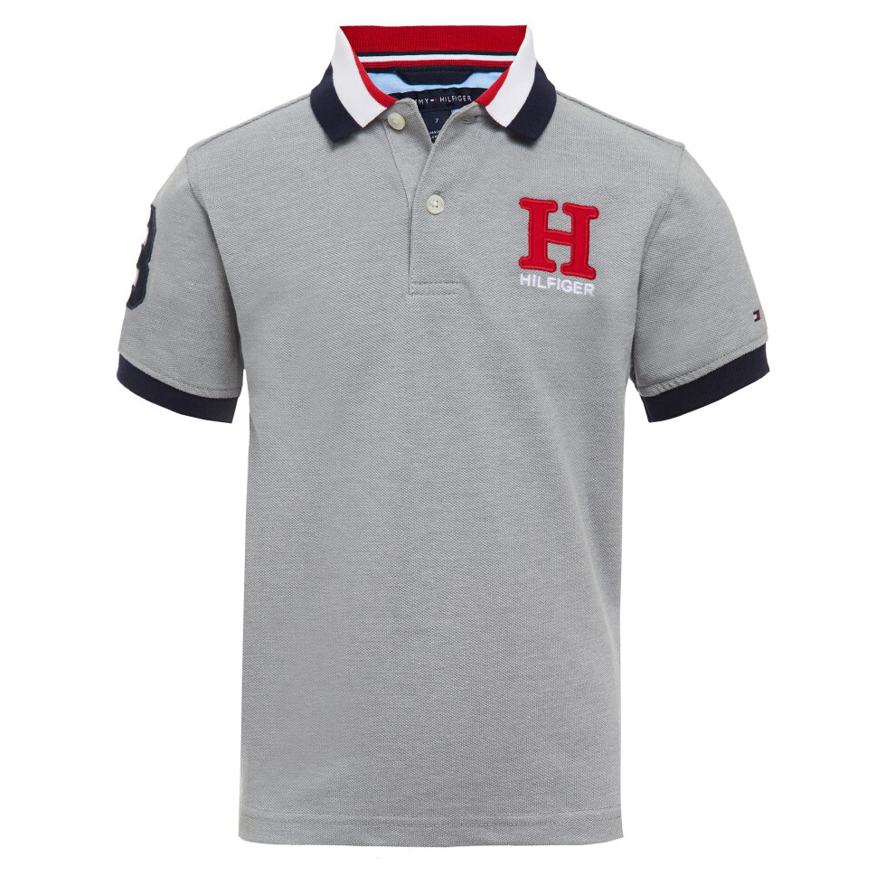 Tommy Hilfiger Boys Short Sleeve Matt Polo Shirt  grey Heather  8