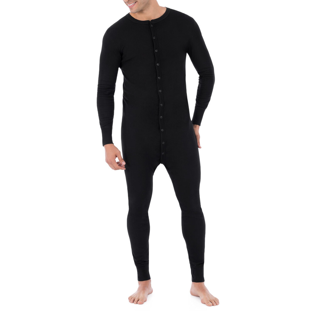 Fruit of the Loom Men's Premium Thermal Union Suit  Black  Medium