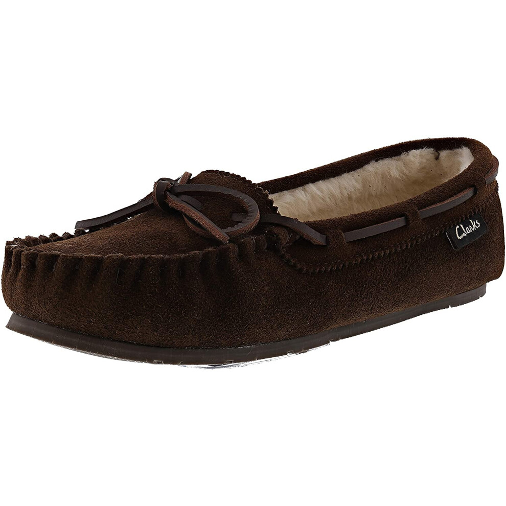 Clarks Womens Nancy Moccasin Winter Slipper (6 M US  Brown Suede)