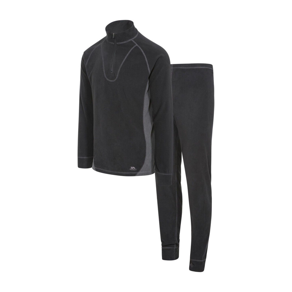 Trespass Unisex Thriller Thermal Top And Bottom Set - Black - Size: XL