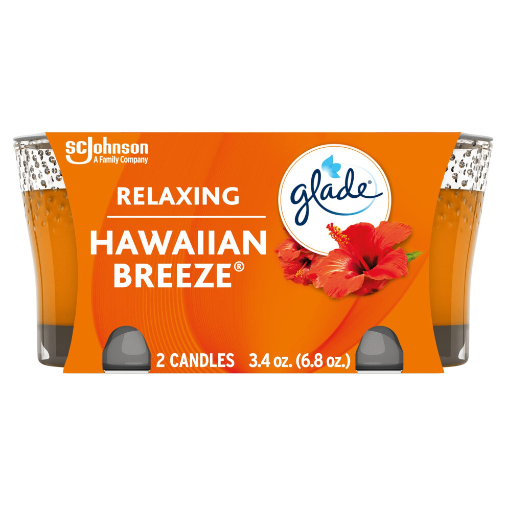 Glade Candle Jar  Air Freshener  Hawaiian Breeze  3.4 oz  2 Count