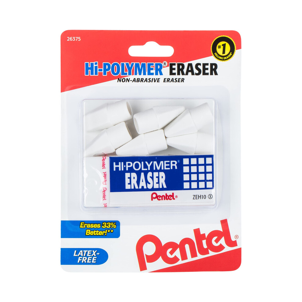 Pentel HI-Polymer Eraser Combo Pack  6 Caps  1 Large (ZEH0210BP7)