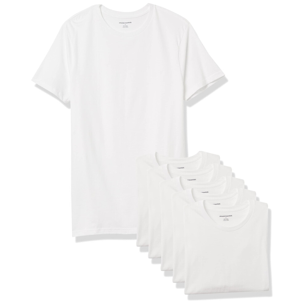 Amazon Essentials Men's Crewneck T-Shirt  Pack of 6  White  Medium