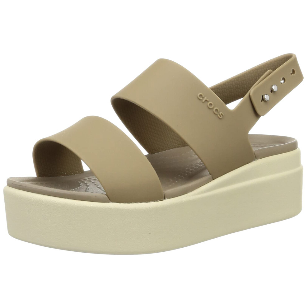 Crocs Women's Brooklyn Low Wedges  Platform Sandals  Khaki/Bone  8