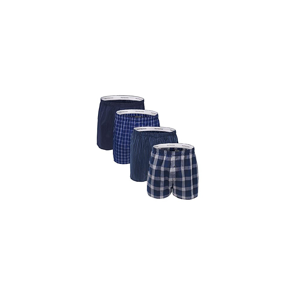 Fruit of the Loom Men's Premium Woven Boxer (4 Pack)  Blues  Small