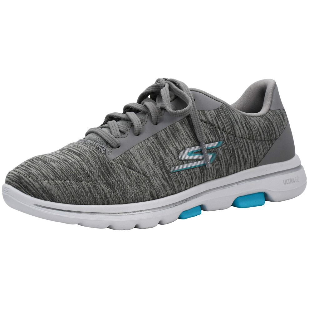 Skechers Women's Go Walk 5-True Sneaker  Grey/Light Blue  7.5 M US