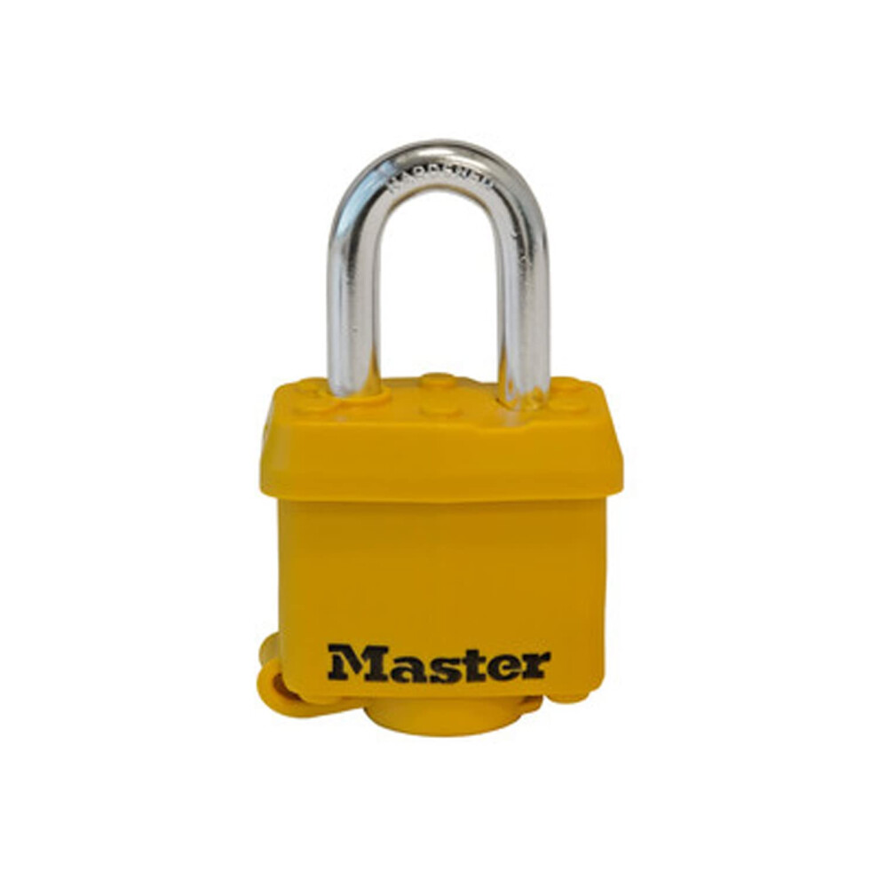 Master Lock 315KA Covered Outdoor Padlock with Key  1 Pack  Yellow