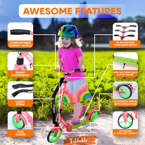 Hurtle Lightweight and Foldable Kick Scooter  Watermelon (HURTS89) 2