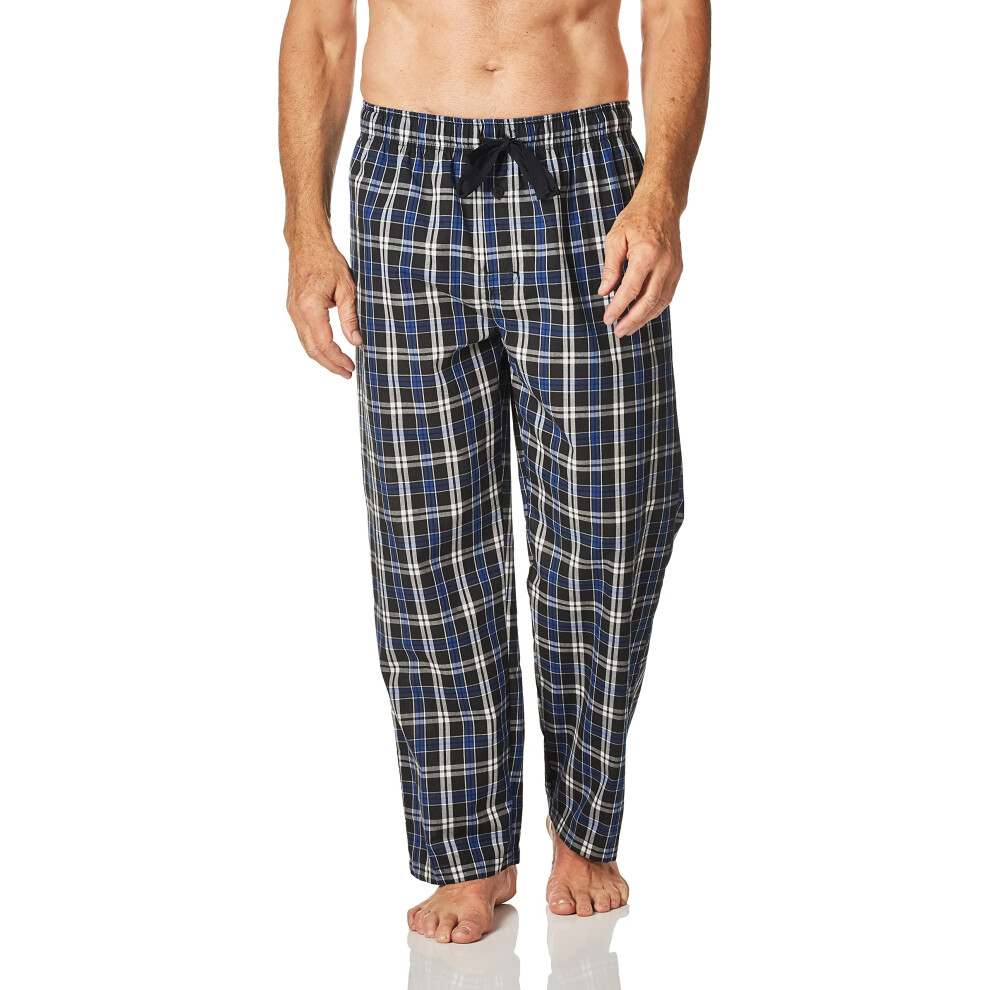 Fruit of the Loom Mens Woven Sleep Pajama Pant  Black Plaid  Large