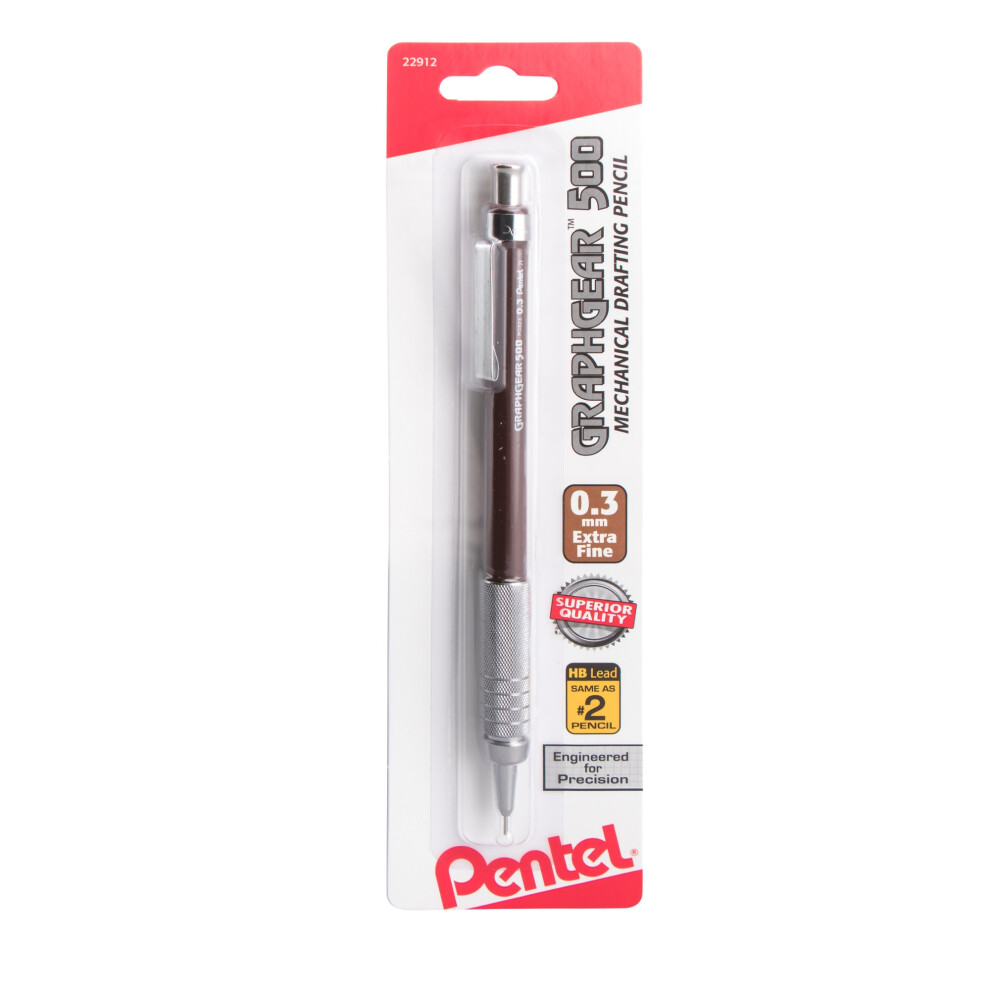 Pentel GraphGear 500 Drafting Pencil .3mm  Brown  Carded Packaging