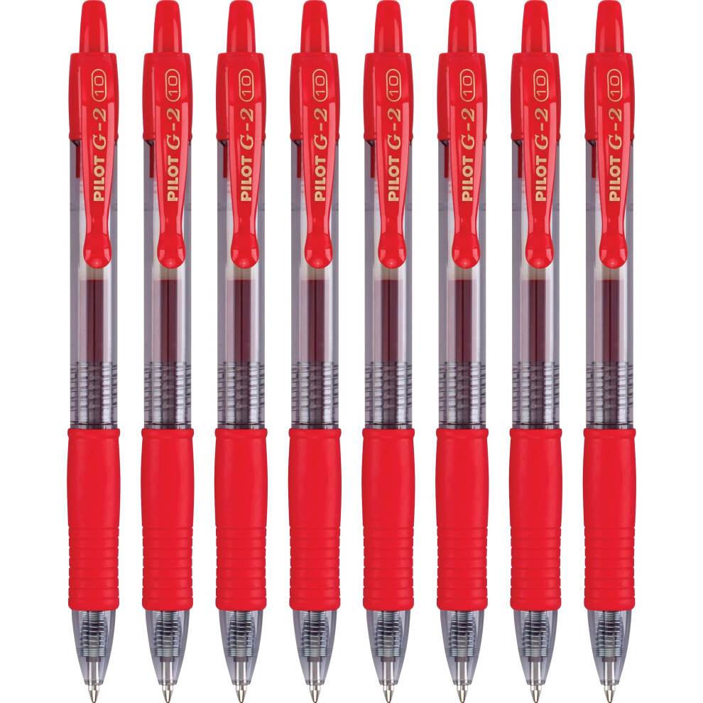 Pilot  G2 Premium Gel Roller Pens  Bold Point 1 mm  Pack of 8  Red