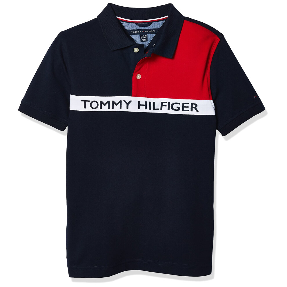 Tommy Hilfiger Boys' Short Sleeve Fashion Polo Shirt  Swim Navy  6