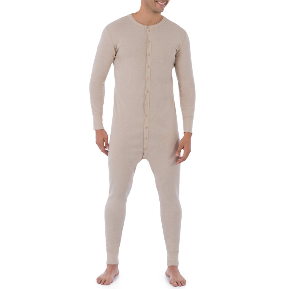 Fruit of the Loom Men's Premium Thermal Union Suit  Oatmeal  Large