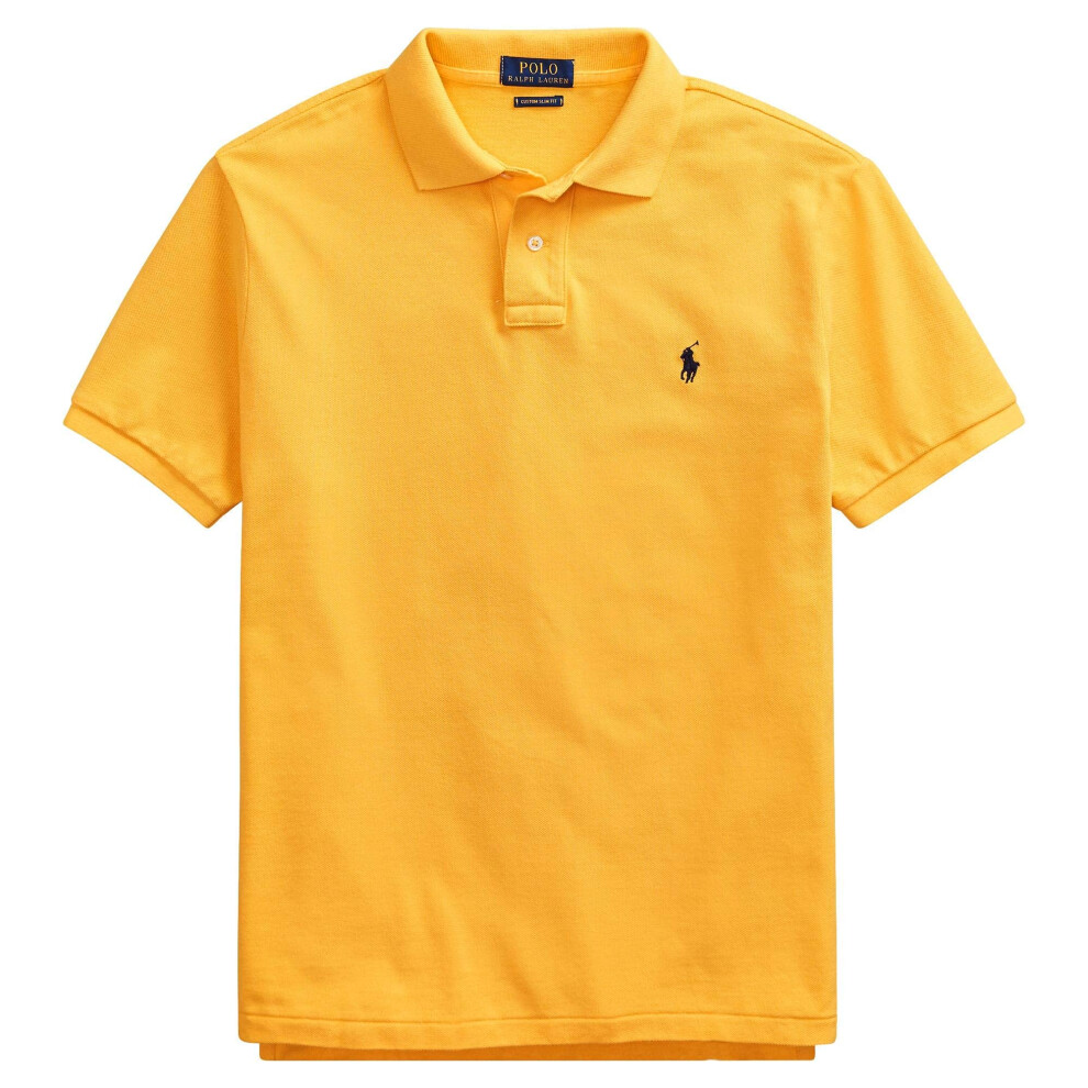 Ralph Lauren Men's Classic Fit Mesh Pony Logo Polo Shirt (L  Gold)