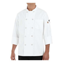Chef Designs Kochjacke, 100 % Polyester, mit zehn Perlmuttkn?pfen, Wei?, XL
