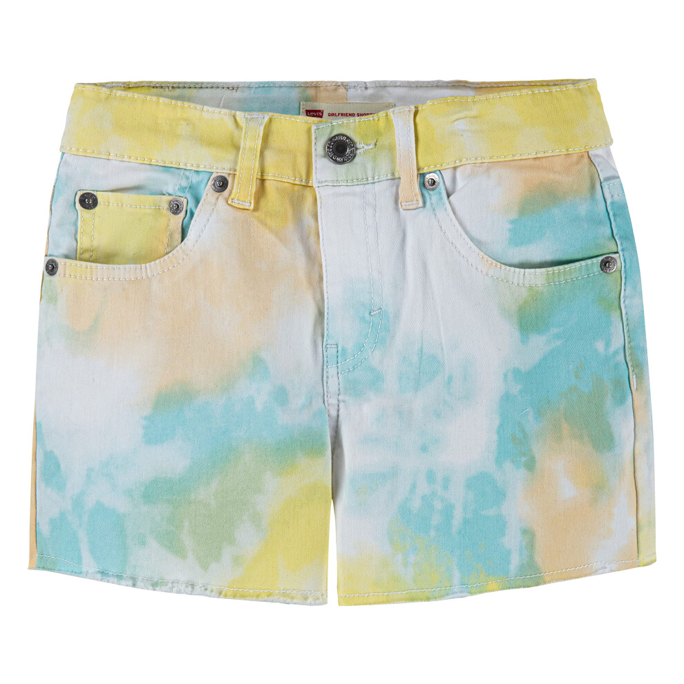 Levi's Girls' Girlfriend Fit Denim Shorty Shorts  Sunny Tie Dye  6