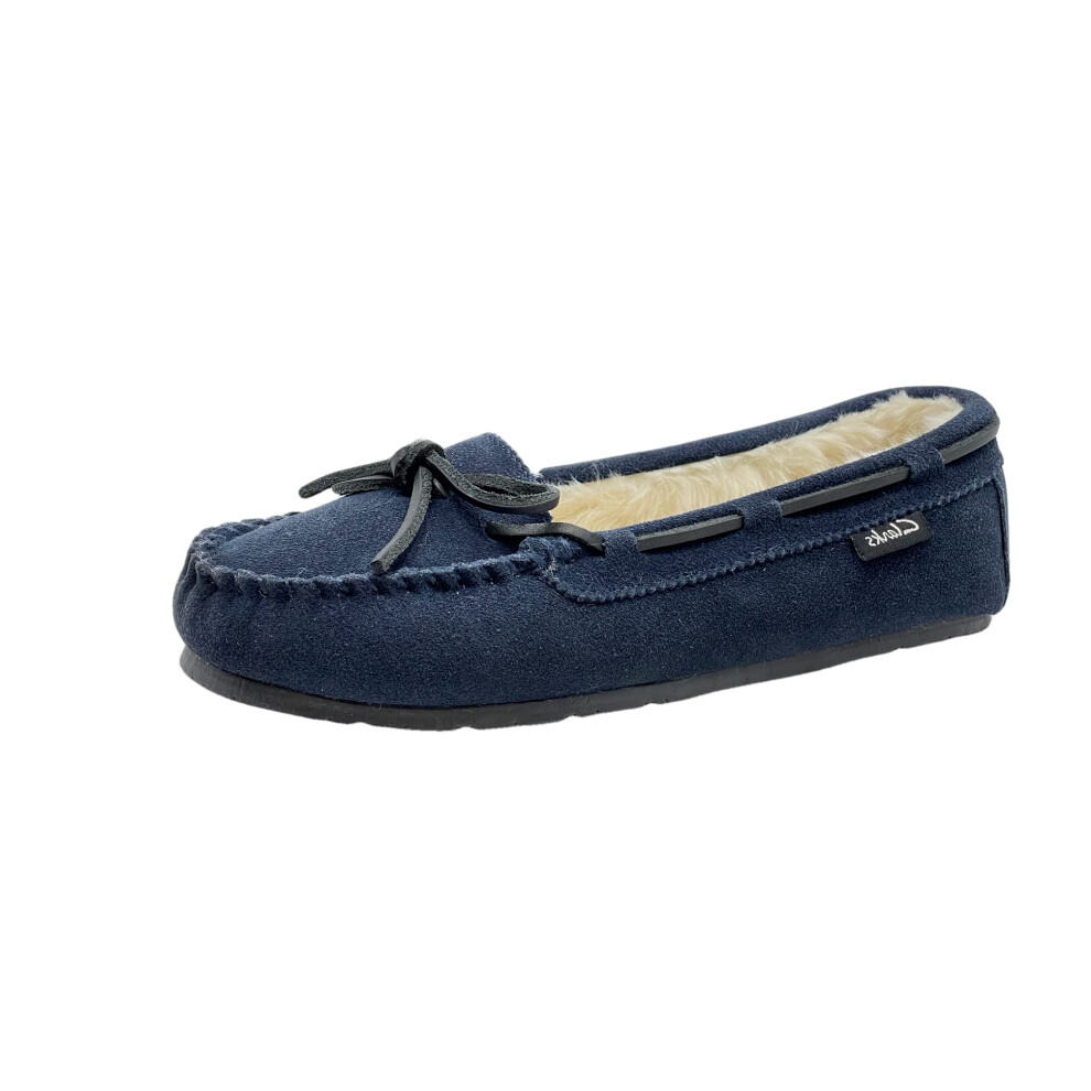 clarks Womens Suede Moc Indoor and Outdoor Slipper (10 M US  Navy)