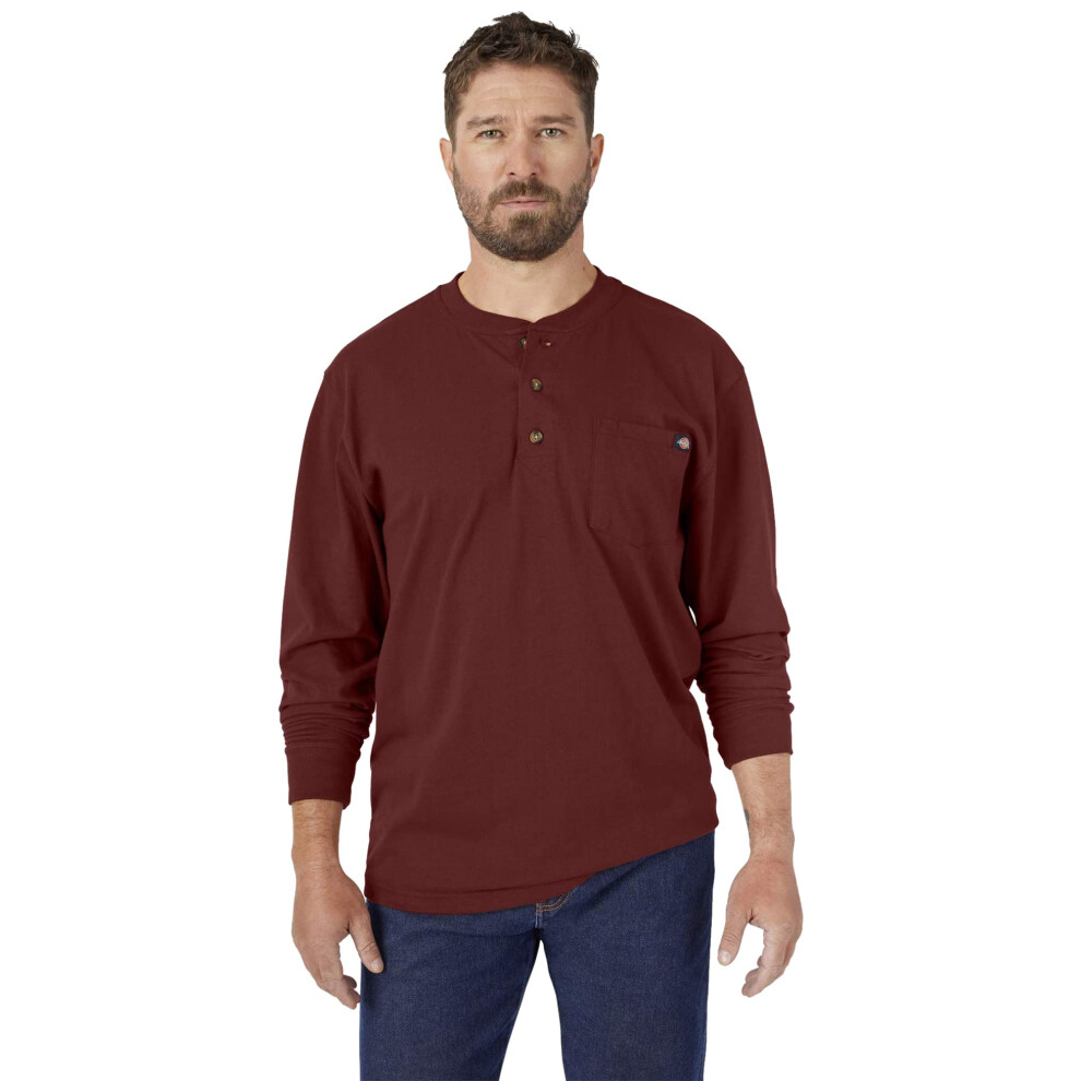 Dickies Mens Long Sleeve Heavyweight Henley  Madder Brown  X-Large