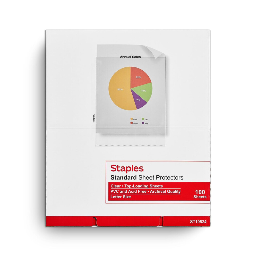 Staples 40713 Medium Weight Sheet Protectors Clear 100/Box (10524)