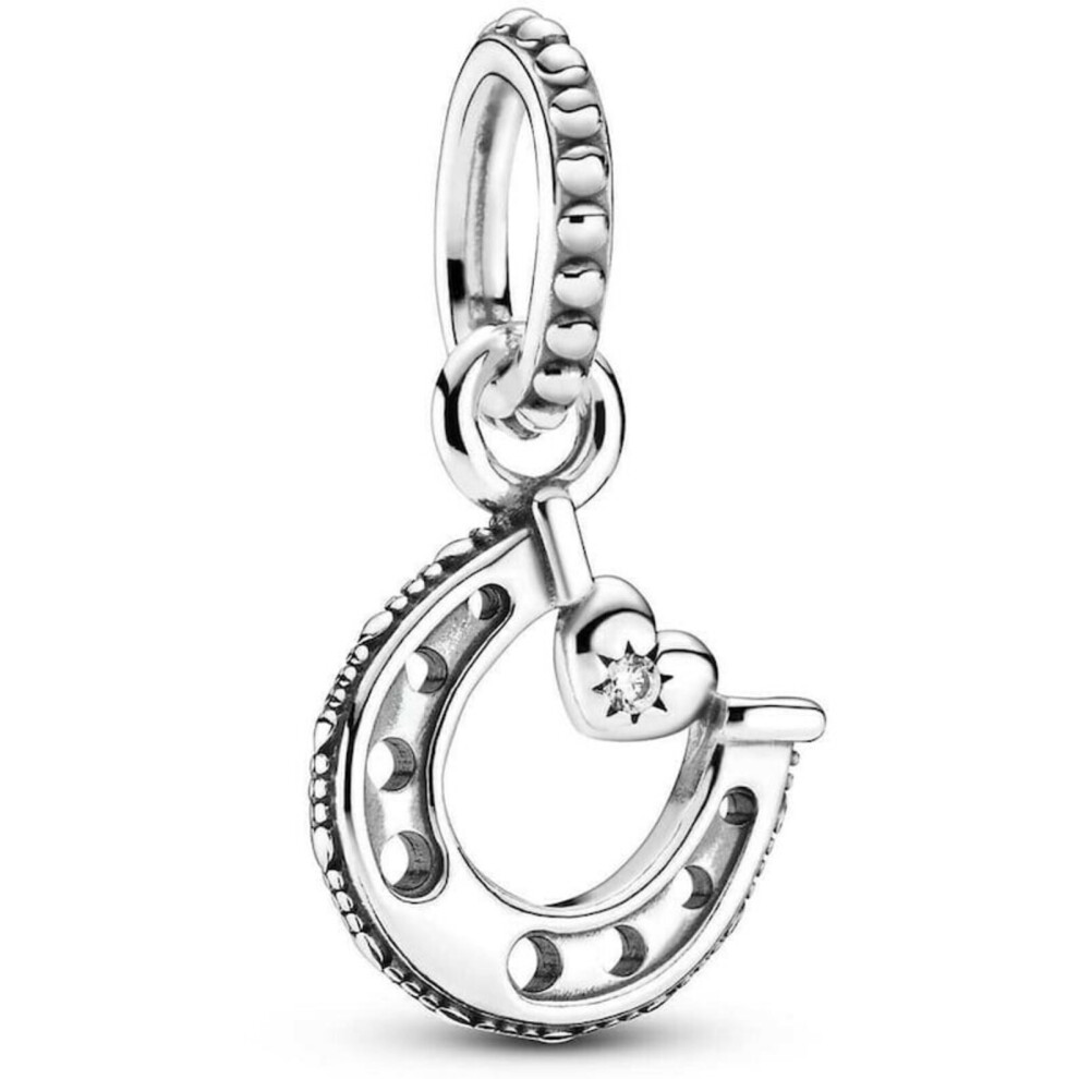 (Good luck horse shoos dangle charm sterling silver fits pandora bracelet  ) Dangle sterling silver charm fits pandora bracelet