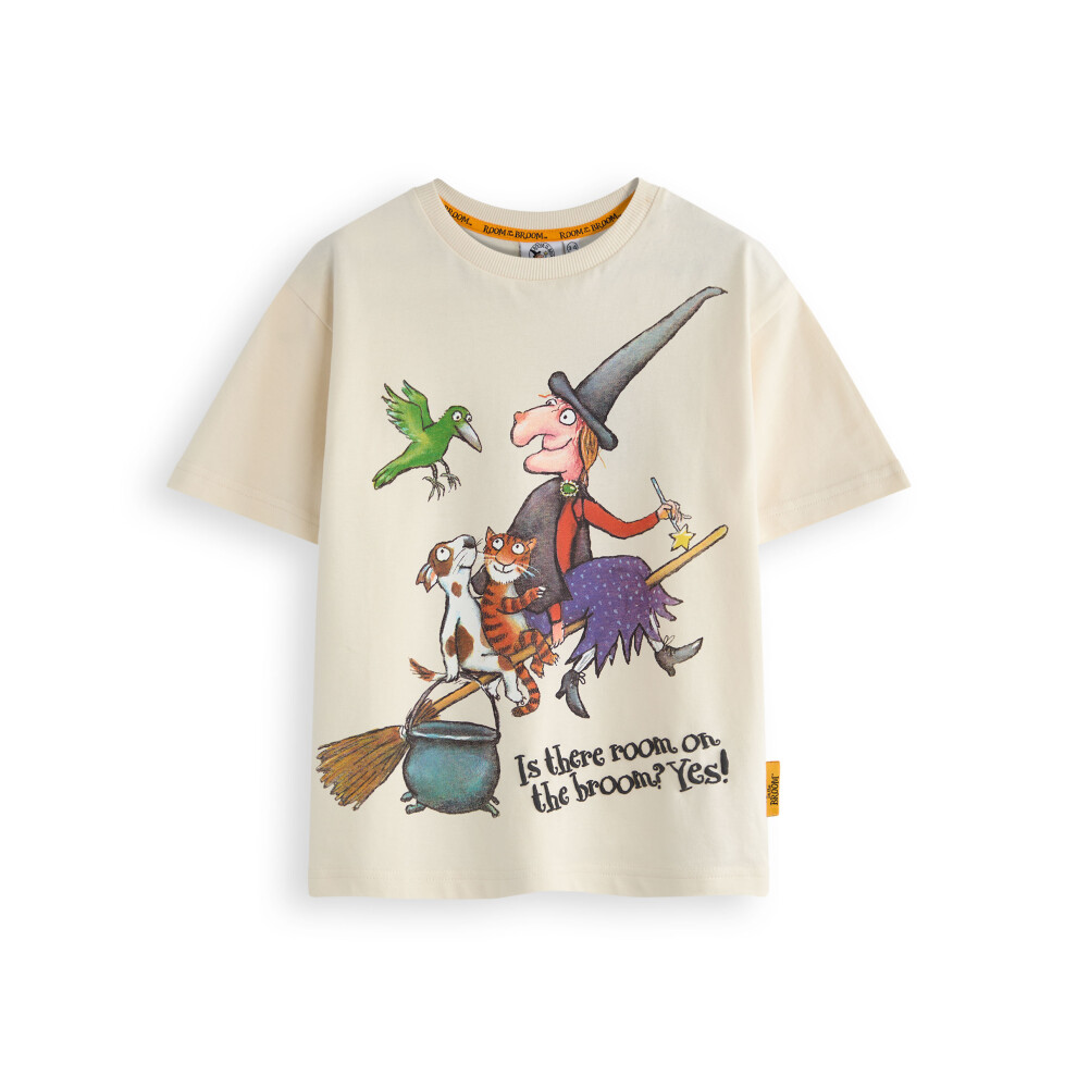 (3-4 Years) Room On The Broom Short Sleeved T-Shirt (Unisex Kids Beige)