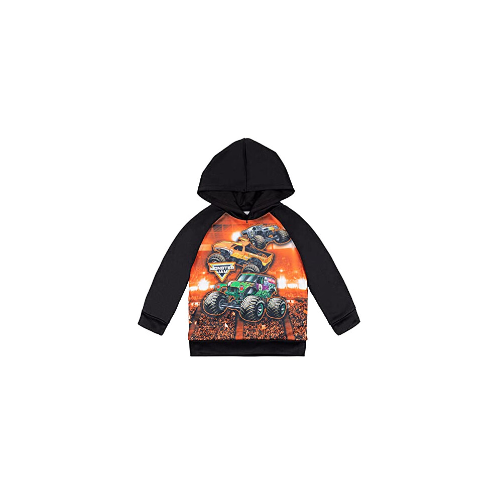 Monster Jam Trucks Big Boys Fleece Raglan Hoodie Black/Orange 10-12