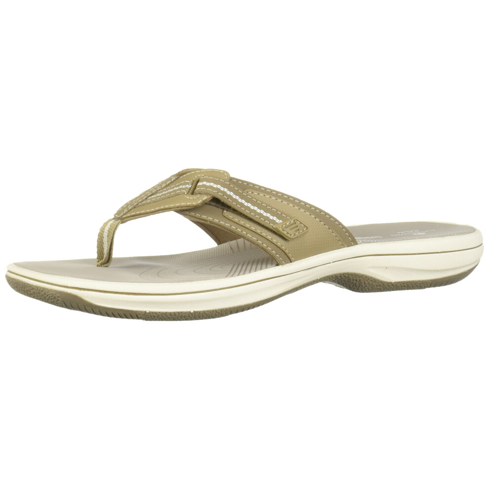 Clarks Women's Brinkley Jazz Flip Flop  Sand Synthetic  5 Medium US