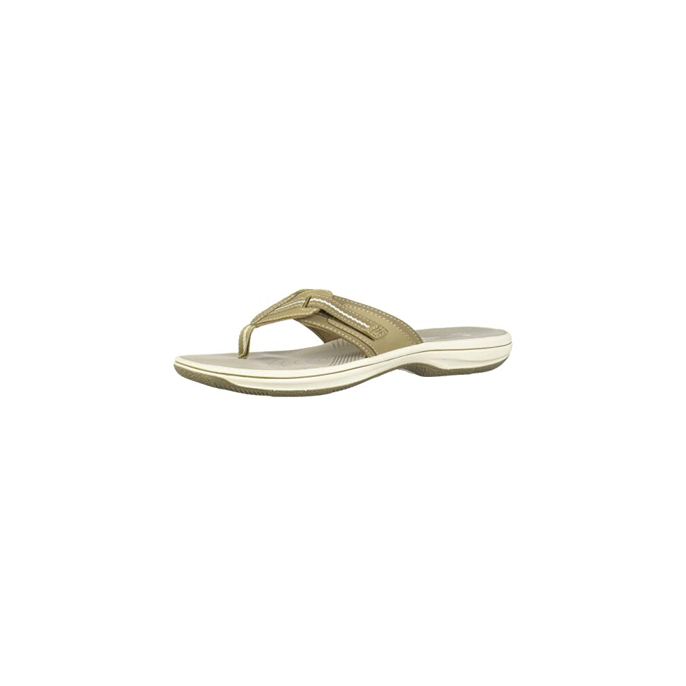 Clarks Women's Brinkley Jazz Flip Flop  Sand Synthetic  6 Medium US