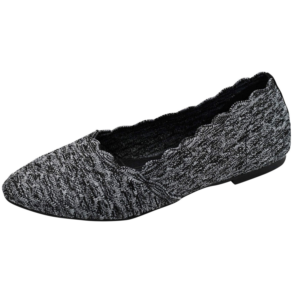 Skechers Women's Cleo-Honeycomb Ballet Flat  Black/Charcoal  8 M US