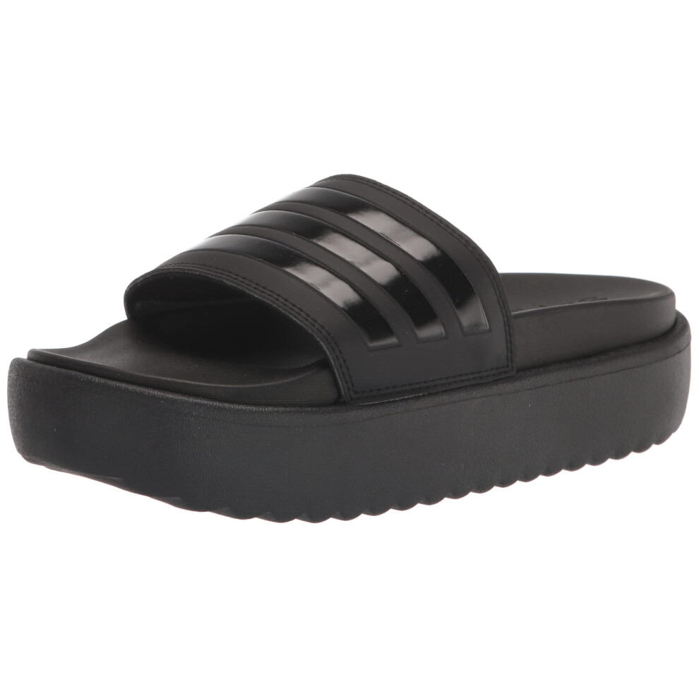 adidas Women's Adilette Platform Slide Sandal  Black/Black/Black  9