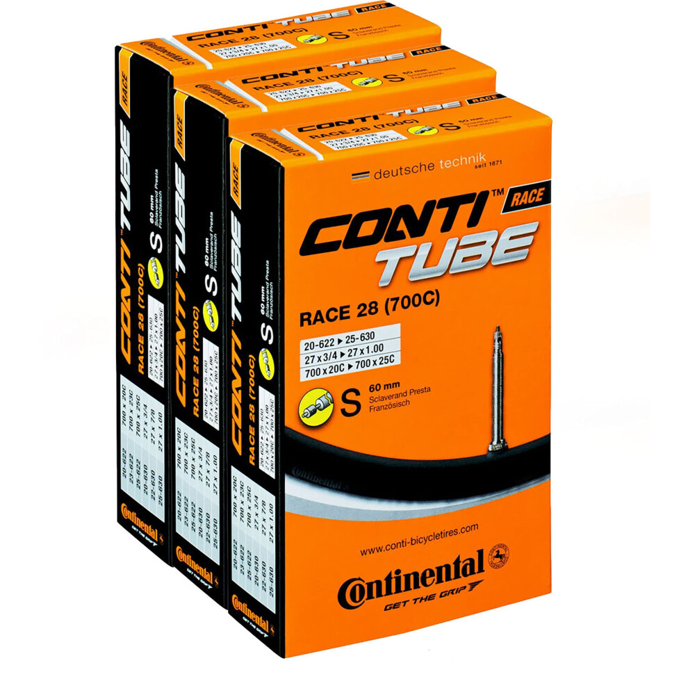 continental Unisexs Race 28 Inner Tube  Black  700c Road  Pack of 3