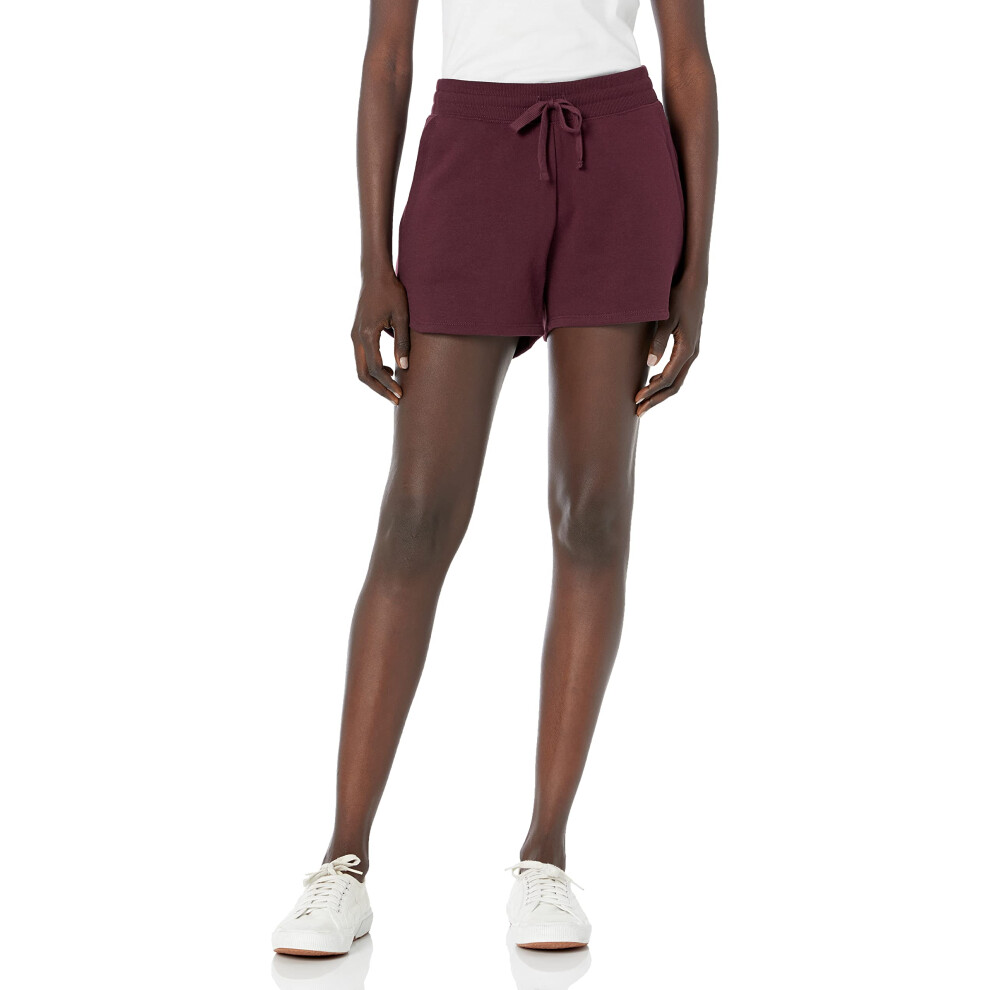 Amazon Essentials Womens French Terry Fleece Short  Burgundy  Small