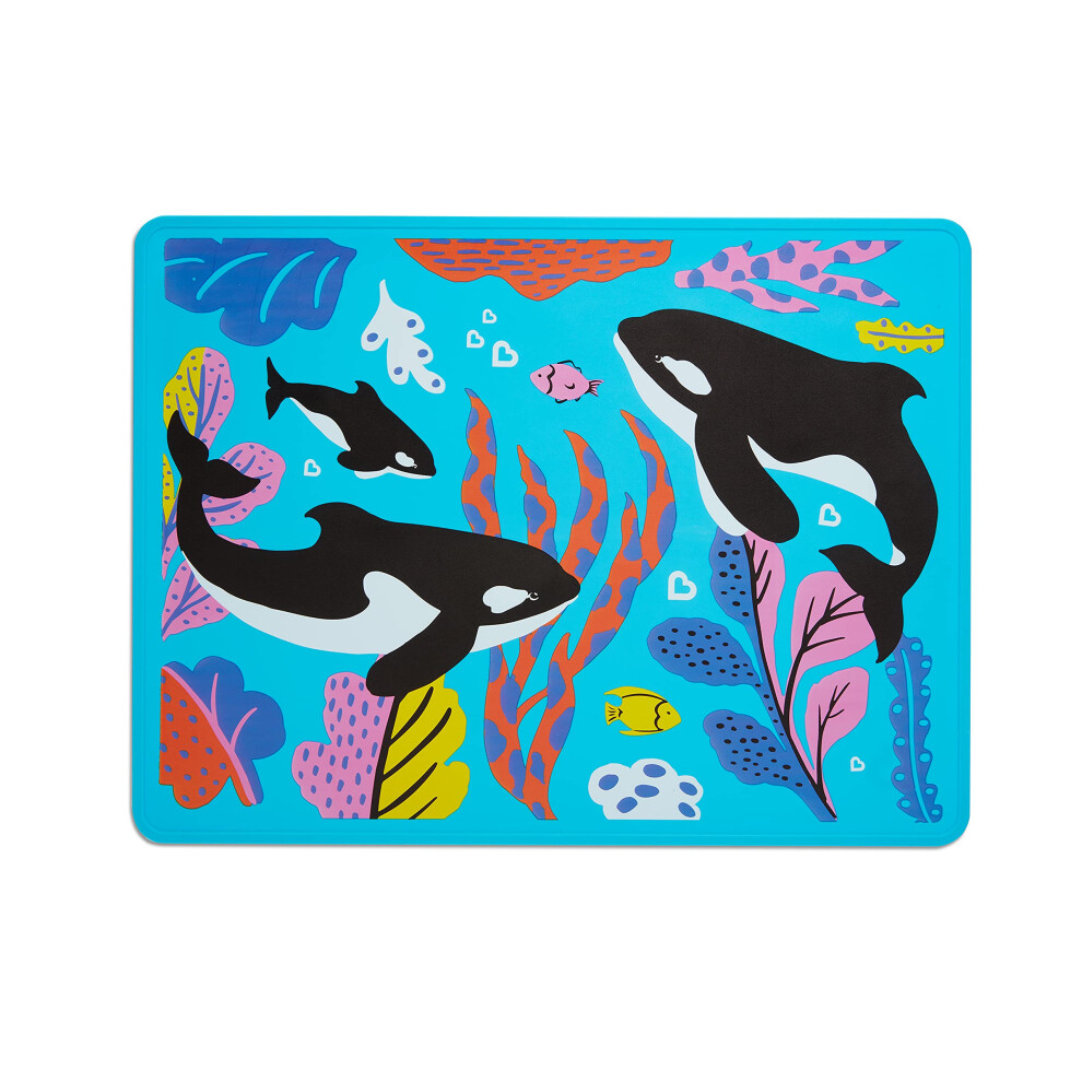 Munchkin? WildLove Reversible Silicone Placemat for Kids  1pk  Orca