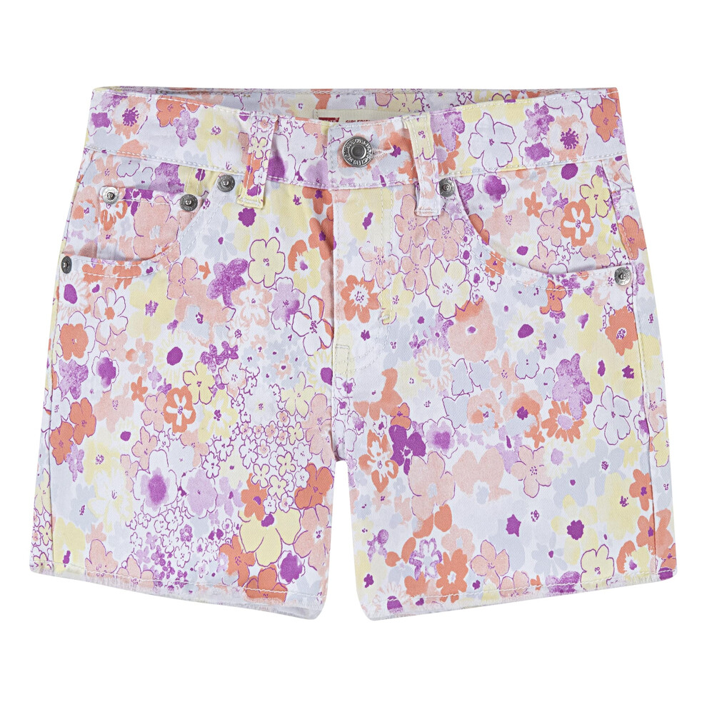 Levi's Girls' Girlfriend Fit Denim Shorty Shorts  Floral Blooms  3T